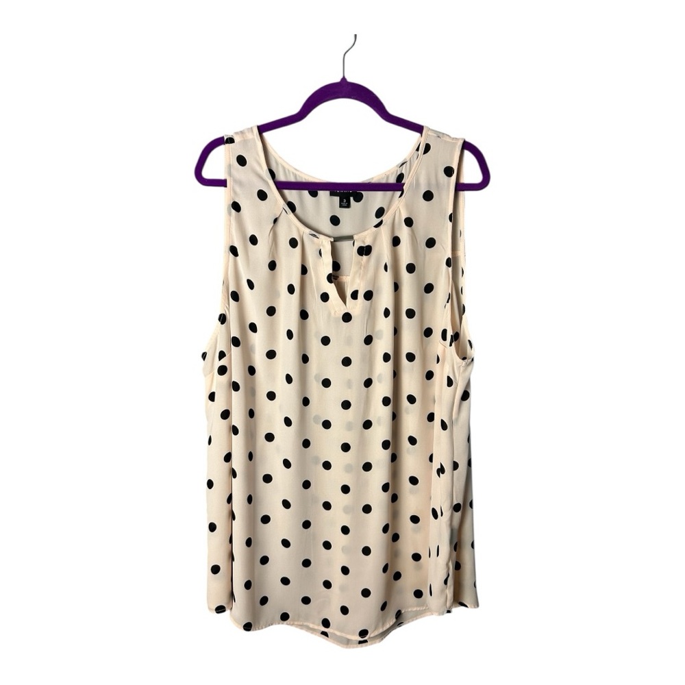 Torrid Women's Pink Black Polka Dot Georgette Keyhole Tank Top Size 3X - Picture 9 of 9